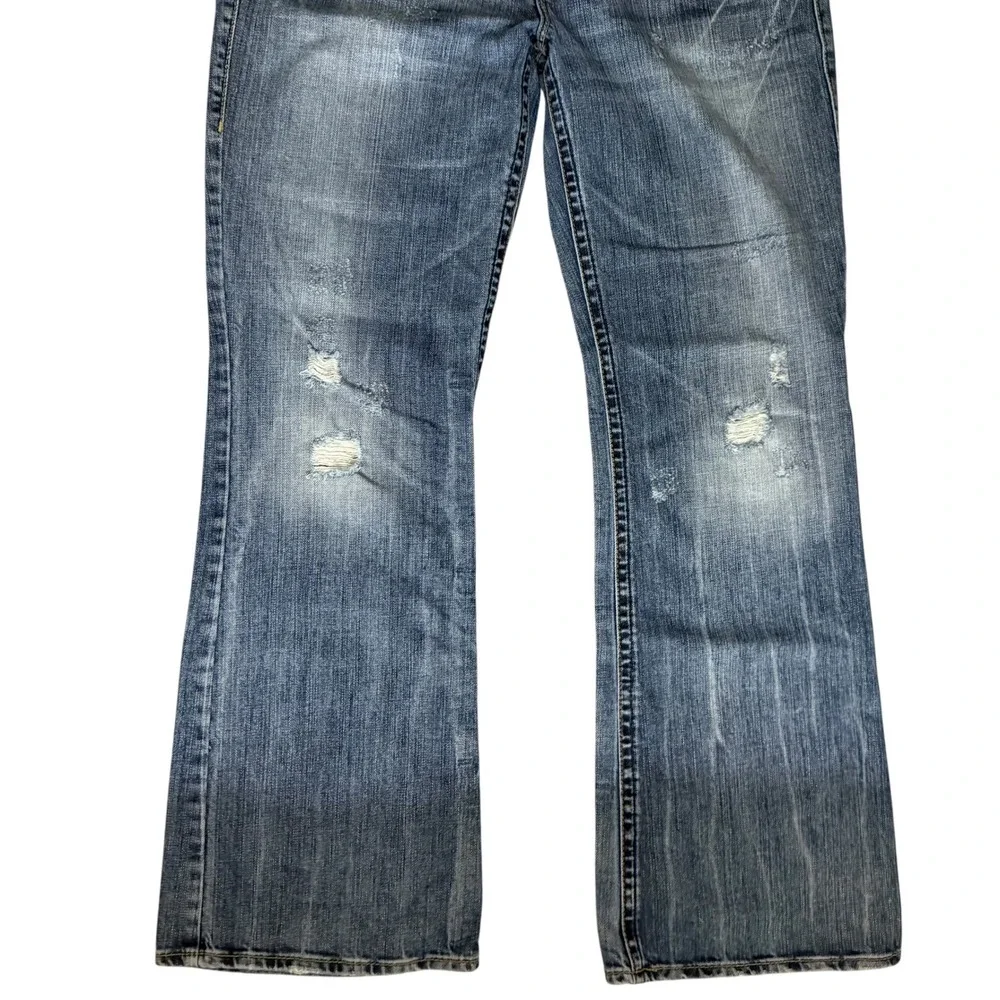 Silver Jeans Tuesday Bootcut Mens 34x33 Blue Good Distressed Low Rise‎ Denim